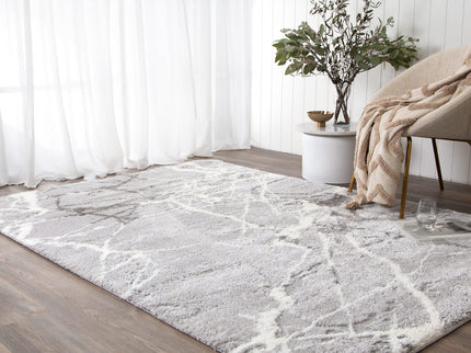 Tender Abstract Silver Shag Rug