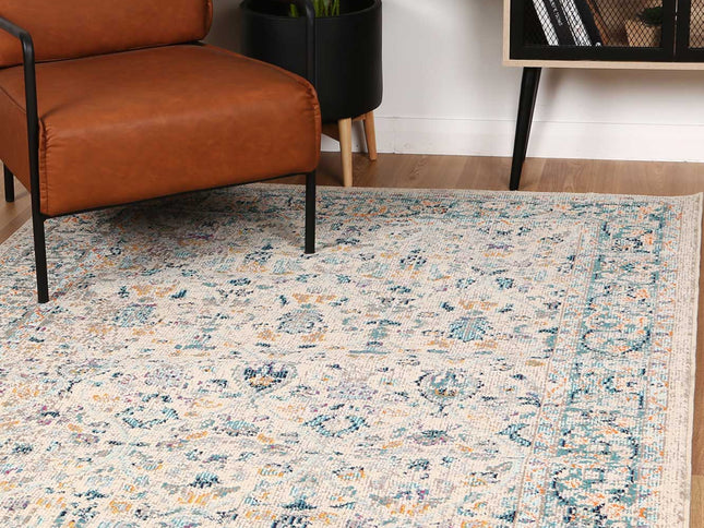 Tulin Paisley Cream & Blue Transitional Rug