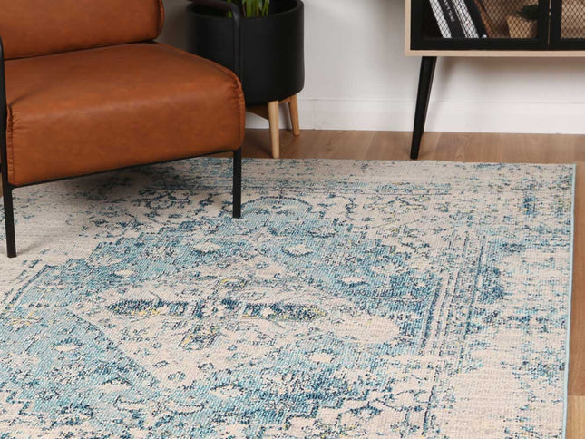 Tulin Faded Cream & Blue Transitional Rug