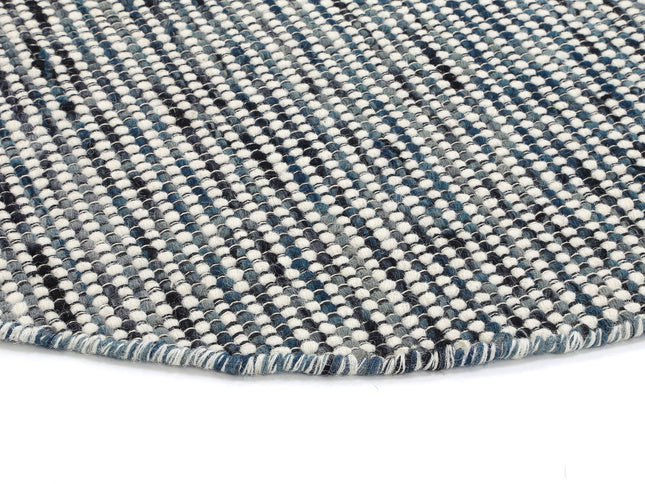 Nordic Teal Reversible Wool Round Rug