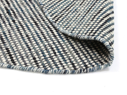 Nordic Teal Reversible Wool Round Rug