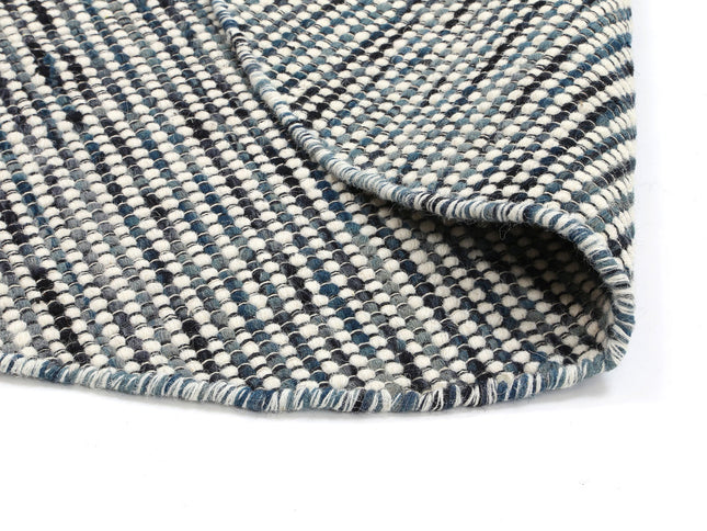 Nordic Teal Reversible Wool Round Rug