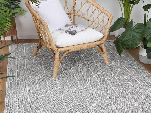 Vanuatu Totori Ash Geometric Flatweave Rug