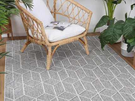 Vanuatu Sikua Grey Geometric Flatweave Rug