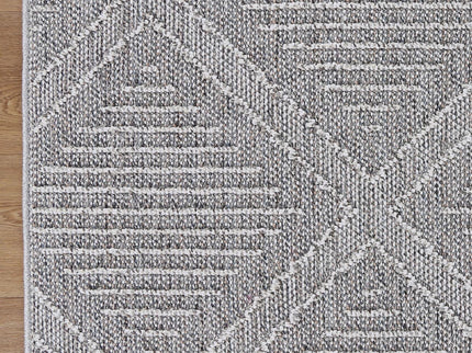 Vanuatu Vouza Grey Geometric Flatweave Rug