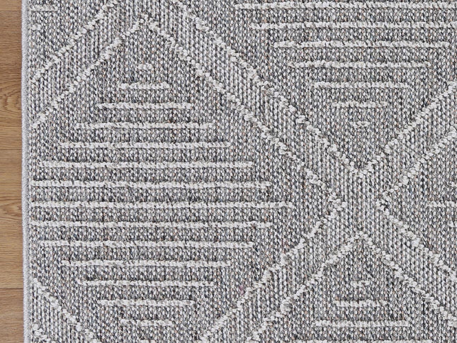 Vanuatu Vouza Grey Geometric Flatweave Rug