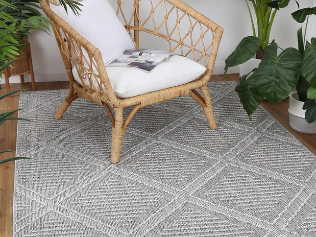 Vanuatu Vouza Grey Geometric Flatweave Rug