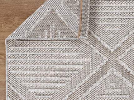 Vanuatu Kenilorea Beige Geometric Flatweave Rug