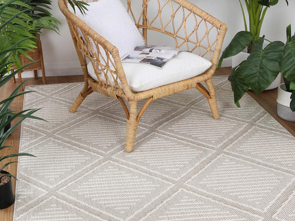 Vanuatu Kenilorea Beige Geometric Flatweave Rug