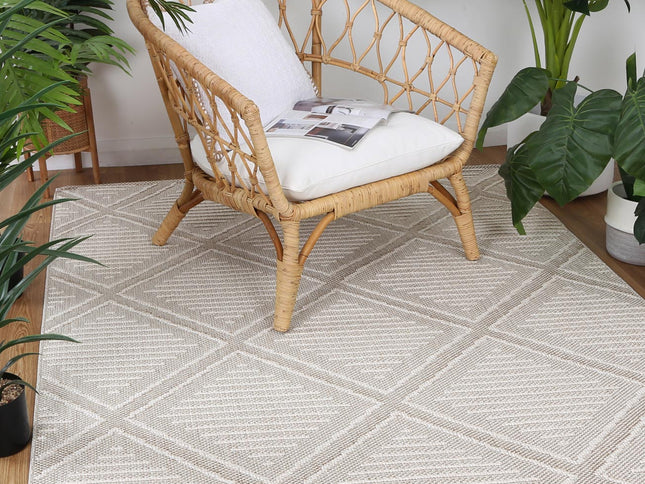 Vanuatu Kenilorea Beige Geometric Flatweave Rug