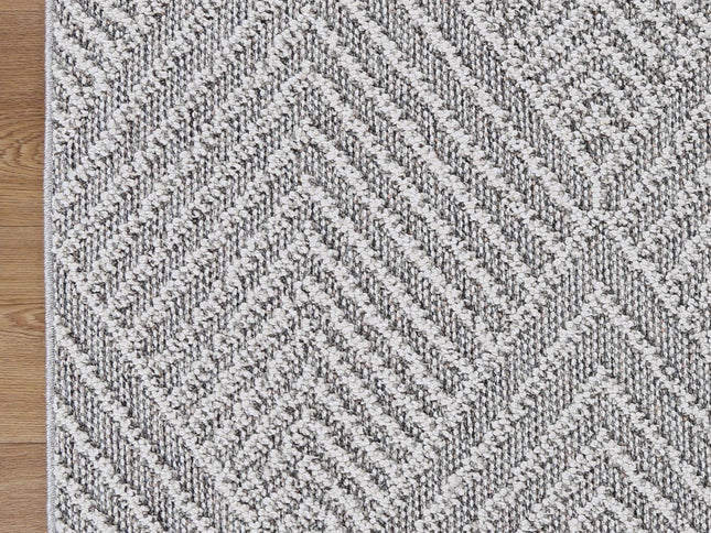 Vanuatu Kini Grey Geometric Flatweave Rug