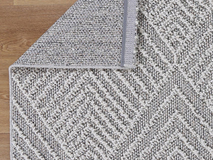 Vanuatu Kini Grey Geometric Flatweave Rug
