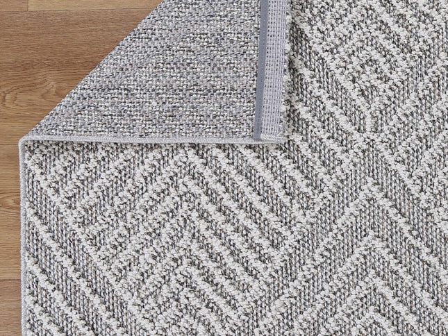 Vanuatu Kini Grey Geometric Flatweave Rug
