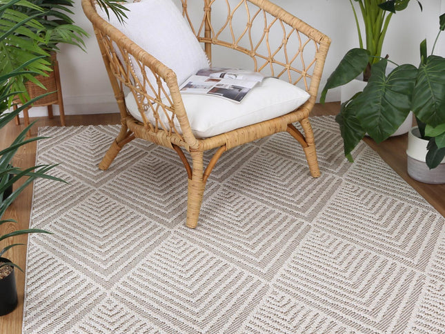 Vanuatu Onika Beige Geometric Flatweave Rug