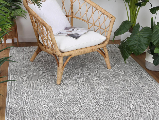 Vanuatu Nori Grey Tribal Flatweave Rug