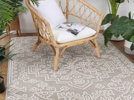 Vanuatu Waita Beige Tribal Flatweave Rug