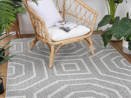 Vanuatu Devesi Grey Geometric Flatweave Rug
