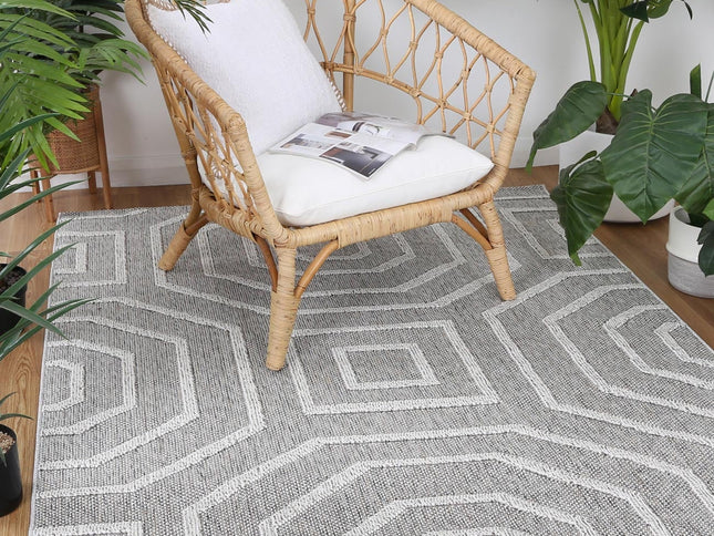 Vanuatu Devesi Grey Geometric Flatweave Rug