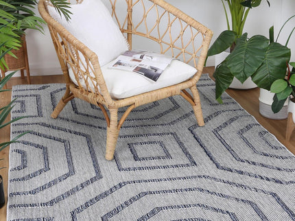 Vanuatu Hale Charcoal Geometric Flatweave Rug
