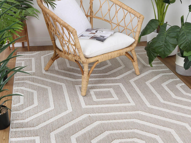 Vanuatu Lui Beige Geometric Flatweave Rug