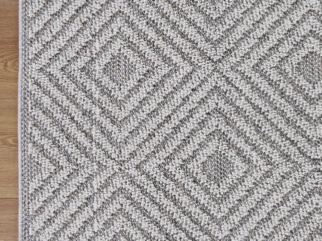 Vanuatu Fugui Grey Geometric Flatweave Rug