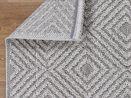 Vanuatu Fugui Grey Geometric Flatweave Rug