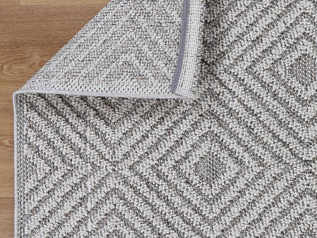 Vanuatu Fugui Grey Geometric Flatweave Rug