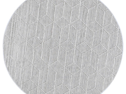 Vanuatu Totori Ash Geometric Round Flatweave Rug