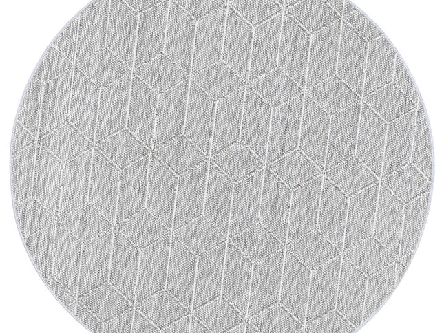Vanuatu Totori Ash Geometric Round Flatweave Rug