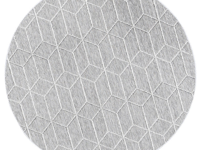 Vanuatu Sikua Grey Geometric Round Flatweave Rug
