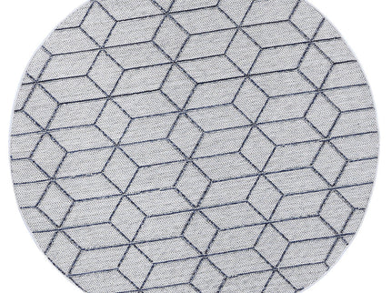 Vanuatu Greenslade Charcoal Geometric Round Flatweave Rug