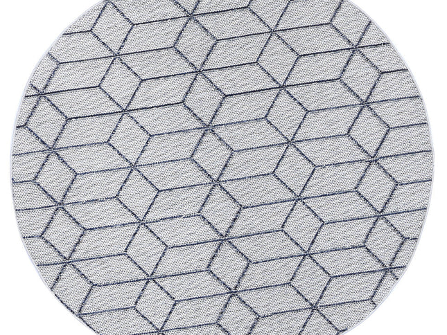 Vanuatu Greenslade Charcoal Geometric Round Flatweave Rug