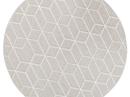 Vanuatu Maemae Beige Geometric Round Flatweave Rug