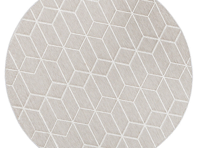 Vanuatu Maemae Beige Geometric Round Flatweave Rug