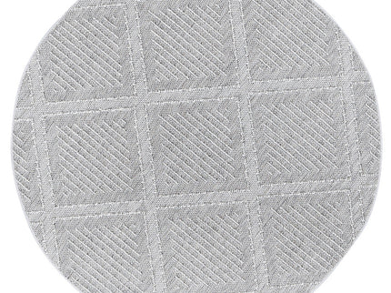 Vanuatu Vouza Grey Geometric Round Flatweave Rug