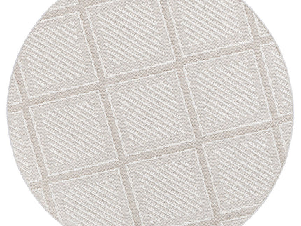Vanuatu Kenilorea Beige Geometric Round Flatweave Rug