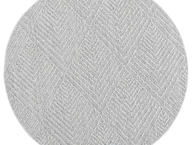 Vanuatu Kini Grey Geometric Round Flatweave Rug