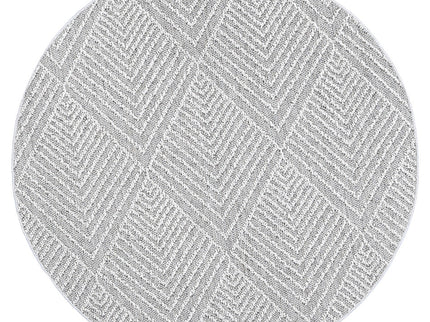 Vanuatu Menapi Ash Geometric Round Flatweave Rug