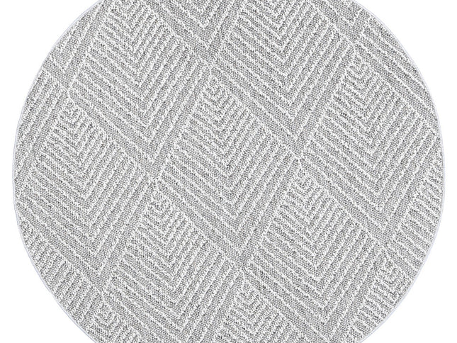 Vanuatu Menapi Ash Geometric Round Flatweave Rug