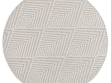 Vanuatu Onika Beige Geometric Round Flatweave Rug