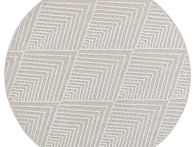 Vanuatu Onika Beige Geometric Round Flatweave Rug