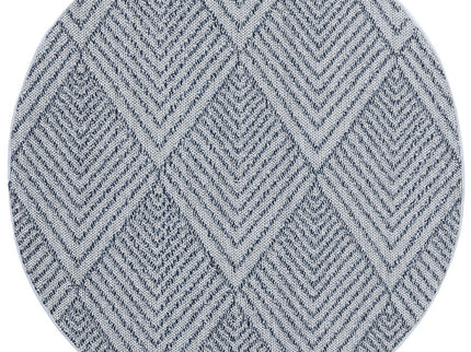 Vanuatu Naka Charcoal Geometric Round Flatweave Rug