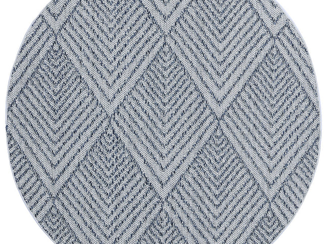 Vanuatu Naka Charcoal Geometric Round Flatweave Rug