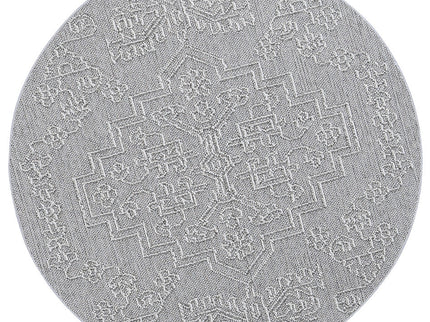 Vanuatu Bule Ash Tribal Round Flatweave Rug