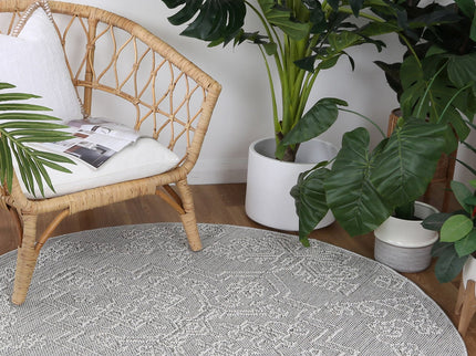 Vanuatu Bule Ash Tribal Round Flatweave Rug