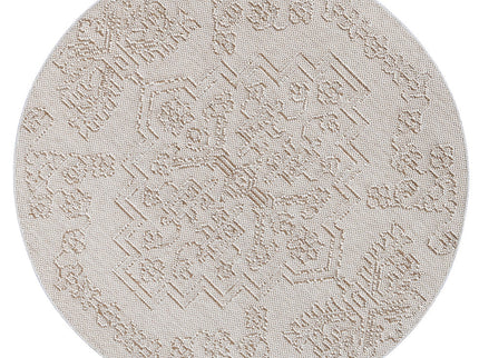 Vanuatu Waita Beige Tribal Round Flatweave Rug