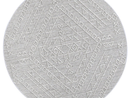 Vanuatu Kaua Ash Tribal Round Flatweave Rug