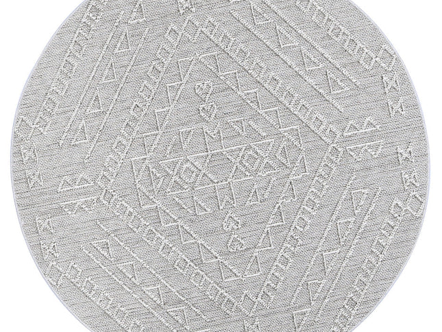 Vanuatu Kaua Ash Tribal Round Flatweave Rug