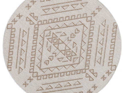 Vanuatu Kilifa Beige Tribal Round Flatweave Rug