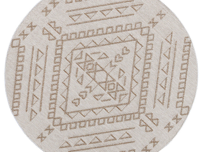 Vanuatu Kilifa Beige Tribal Round Flatweave Rug